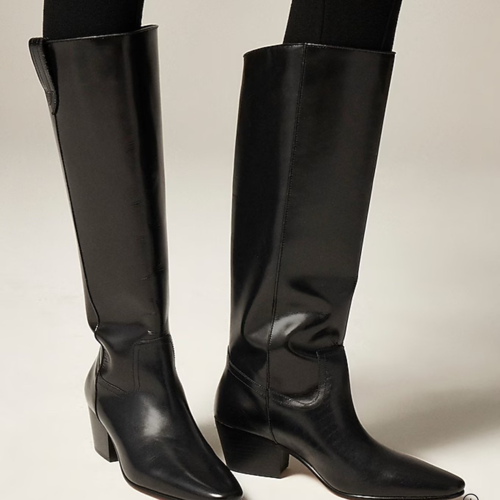 J.Crew Black Knee-High Leather Boots Size 12